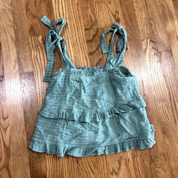 B. Original Tie Straps Green Tank Top‎ Small - Picture 1 of 4